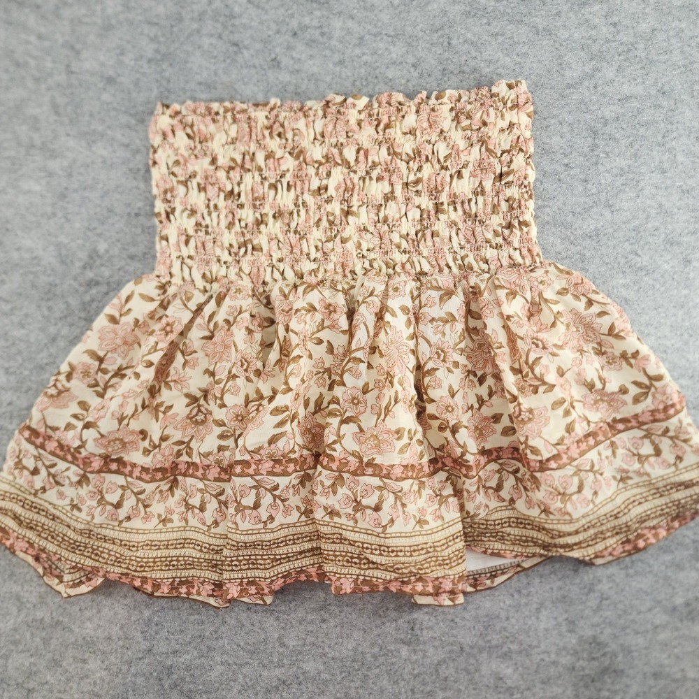 By The River Cream Pink Floral Smocked Tank Top Boho Festival Womens S